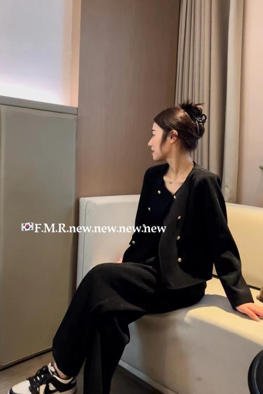 {爆款捡漏}【YW】无忧购春季闺蜜款小香风圆领双排扣灯芯绒高腰宽松直筒长裤两件套装3020(2.9截单后7天发货）25年清仓捡漏 商品图2