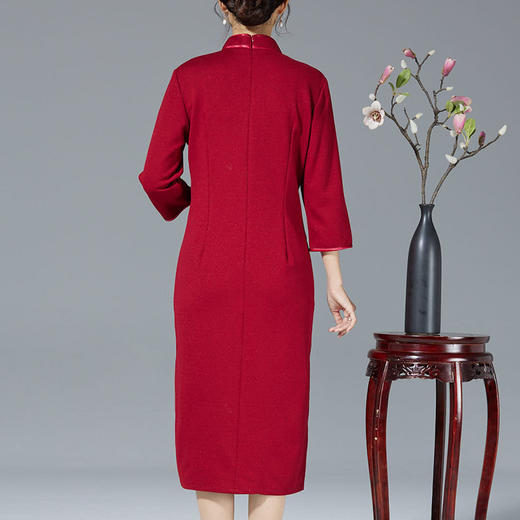 LLX-83692气质红色修身高腰连衣裙 商品图3