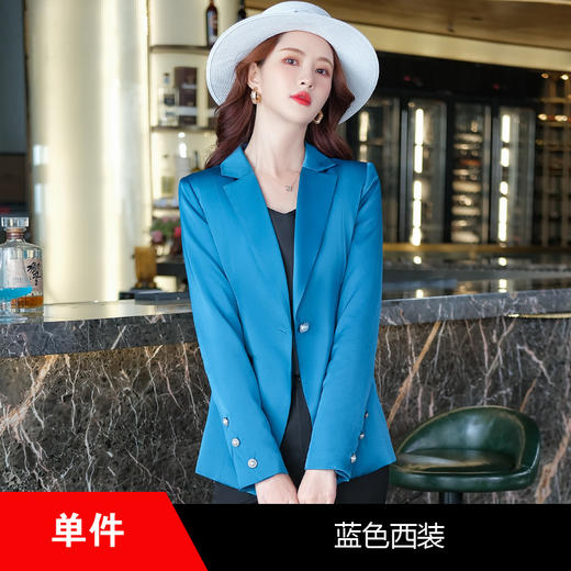 ZLZW-QY903 白色西装外套女小个子2023秋季新款韩版休闲缎面感百搭小西服上衣 商品图6