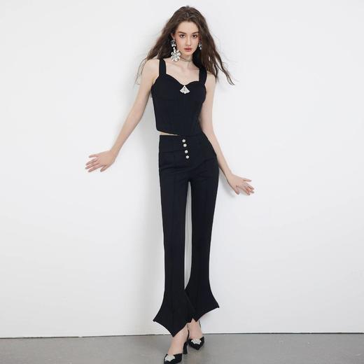 【孤品样衣，不退不换】【鸭掌裤】精致钻扣 大长腿高腰马蹄裤&吊带 商品图0