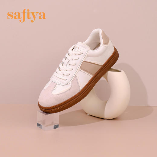 Safiya/索菲娅 新潮拼色2023年春季新款百搭休闲复古软底德训鞋 SF31112416 商品图3