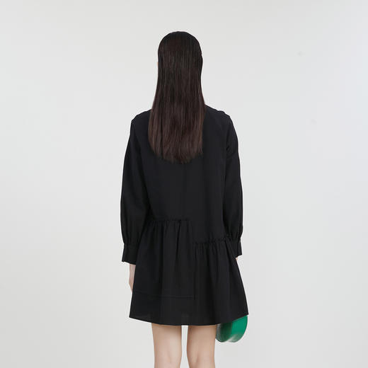 谜底A字型连衣裙2023春季新款简约纯色宽松中长裙长袖女231ML0102 商品图2