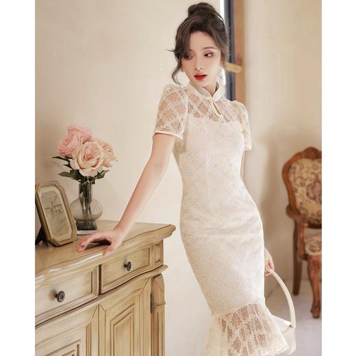 春夏季新款中国风，新式少女蕾丝旗袍鱼尾复古旗袍连衣裙BJS-5301 商品图1