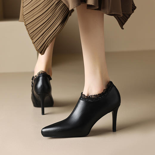 经典基础款，早春高跟深口防水台单鞋蕾丝花边裸靴DB-M5572 商品图7