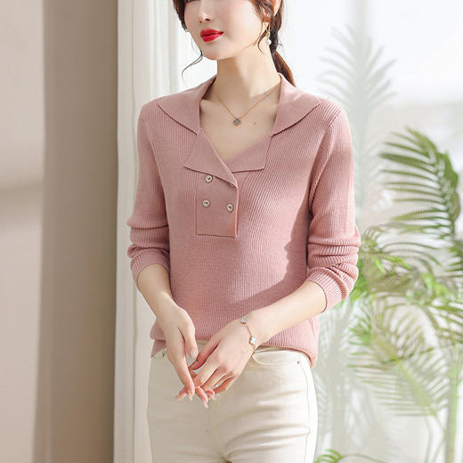 早春上衣女春季新款，漂亮小衫长袖针织衫修身配裙子毛衣打底衫CC-103-23003 商品图1