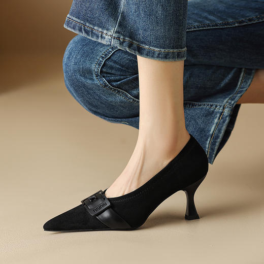 舒适百搭，尖头真皮中口高跟单鞋DB-M5565 商品图11