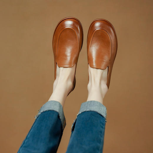 质感百搭，软到套包鞋皮料上层专业手工打磨单鞋PS1231 商品图2