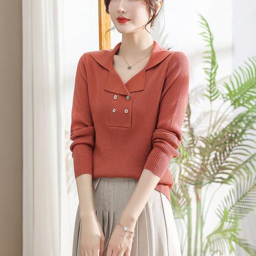 早春上衣女春季新款，漂亮小衫长袖针织衫修身配裙子毛衣打底衫CC-103-23003 商品图6