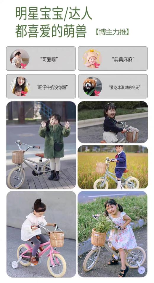 | 韩国montresor萌兽 |  Breeeze 2.0 儿童复古自行车3-9岁男孩女孩脚踏车12寸/14寸/16寸18寸/20寸(带车篮）（鞍座及把手颜色随机，介意慎拍~） 商品图3