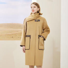 MD913斯尔丽瑟俪2022年冬季新款商场同款流苏围脖领长款大衣