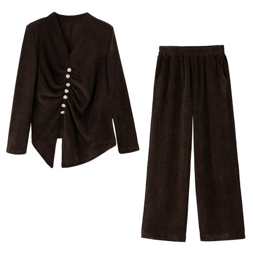 HR WH23119气质套装优雅收腰显瘦休闲修身两件套 商品图4