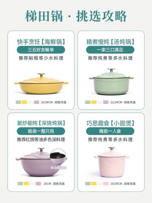 【SGS质检认证】归禾器梯田白珐琅锅铸铁锅焖锅28cm/26CM家用多功能电磁炉妈咪锅海鲜锅 商品图1