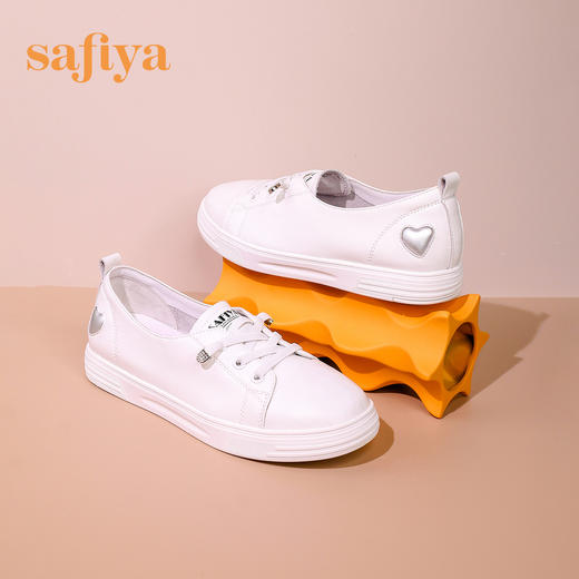 Safiya/索菲娅 春夏透气一脚蹬2023年春季新款网面休闲平底小白鞋 SF31112063 商品图7