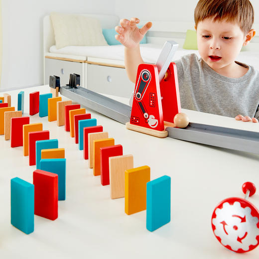 Hape机械多米诺巨臂套婴幼儿童宝宝益智力骨牌积木制质玩具男女孩 商品图0