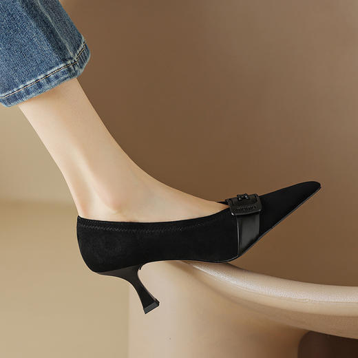 舒适百搭，尖头真皮中口高跟单鞋DB-M5565 商品图9