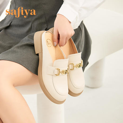 Safiya/索菲娅 新潮爱心马衔扣2023年春季新款一脚蹬包头穆勒拖鞋 SF31110029 商品图2