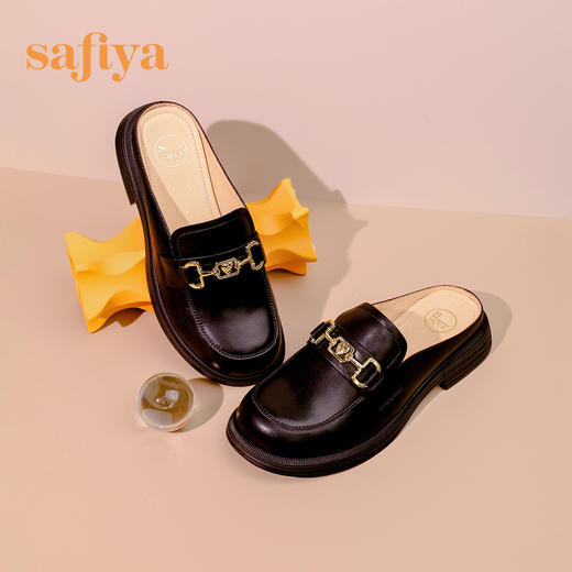 Safiya/索菲娅 新潮爱心马衔扣2023年春季新款一脚蹬包头穆勒拖鞋 SF31110029 商品图8