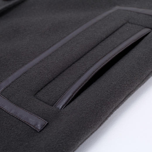 MD912斯尔丽瑟俪2022年商场同款镶边拼皮长款大衣 商品图4