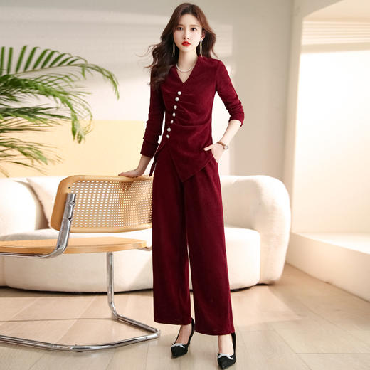 HR WH23119气质套装优雅收腰显瘦休闲修身两件套 商品图0