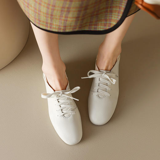 纯色深口乐福鞋，柔软到爆的真皮小白鞋HB-3001 商品图4