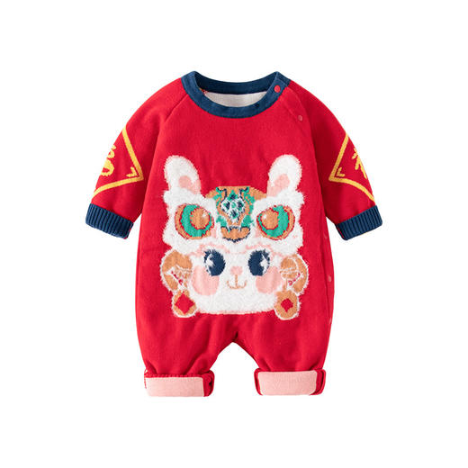 中国风兔年新生儿连体衣A类纯棉加厚婴儿连体衣春秋兔宝宝连体衣 商品图4