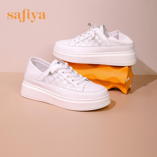 【年后发货】Safiya/索菲娅 春夏两穿2024年春季新款网面透气薄款厚底松糕板鞋 SF31112052/SF41112052 商品图6