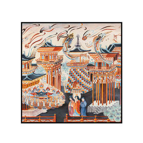 净土楼阙手绘版画