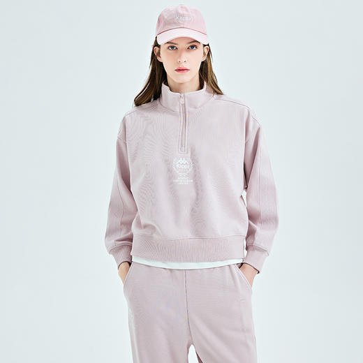 Kappa卡帕串标套头衫2023新款女春短款运动卫衣半拉链立领外套K0D22WT05 商品图0