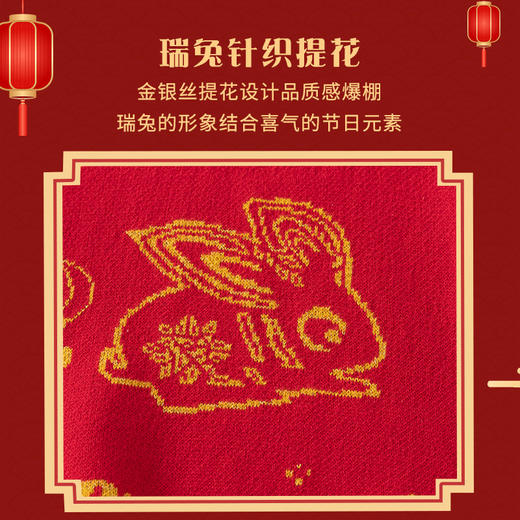 兔年纯棉大红色儿童针织毛衣A类春秋儿童毛衣瑞兔打底儿童针织衫 商品图3