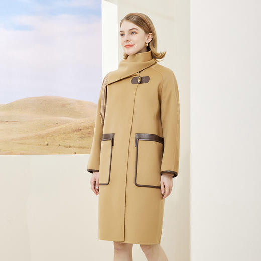 MD913斯尔丽瑟俪2022年冬季新款商场同款流苏围脖领长款大衣 商品图2