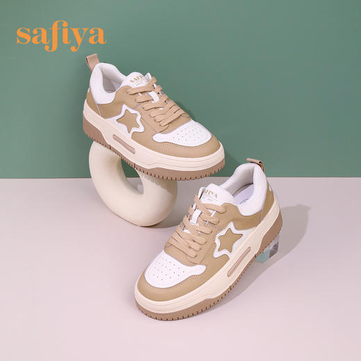 Safiya/索菲娅 新潮学院风2023年春季新款复古拼色厚底休闲星星板鞋 SF31112422 商品图4