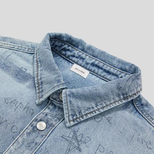 GOODBAI 916涂鸦印花浅蓝色水洗牛仔衬衫 商品图3