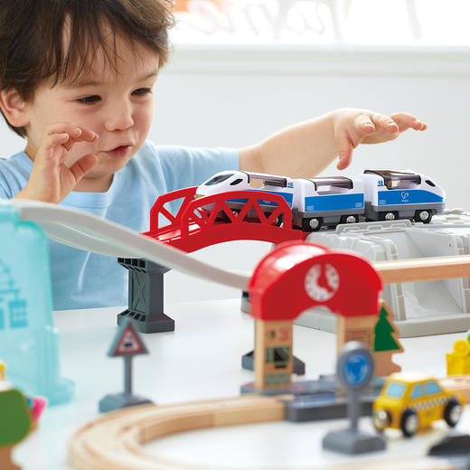 Hape火车轨道小镇运输收纳套装木质儿童宝宝男孩女孩拼装益智玩具 商品图7