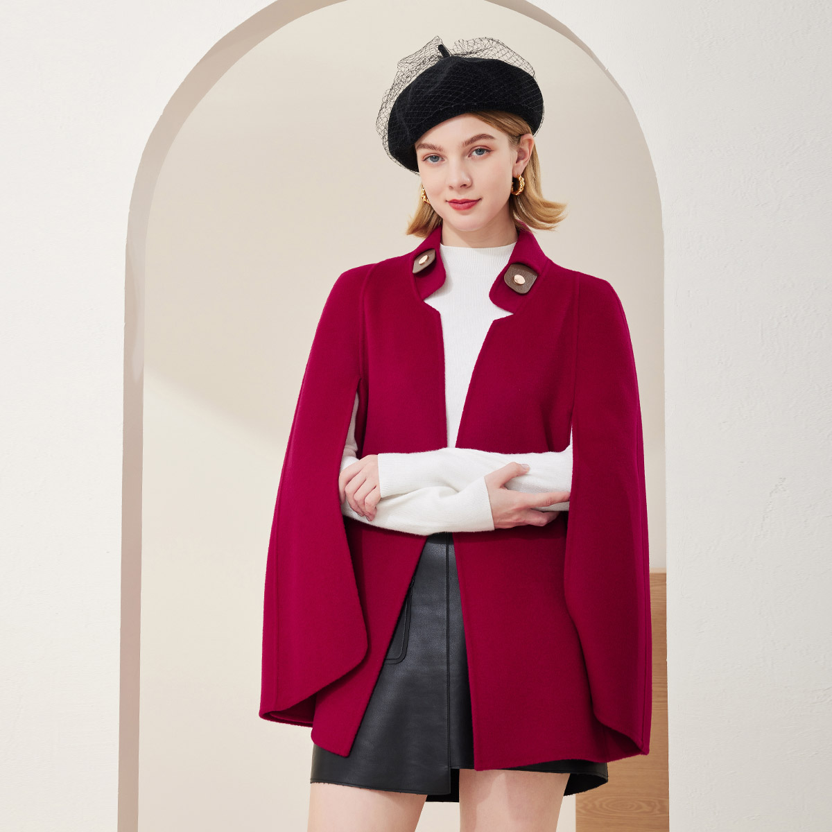 MD901斯尔丽瑟俪2022年商场同款宽松版斗篷式大衣外套