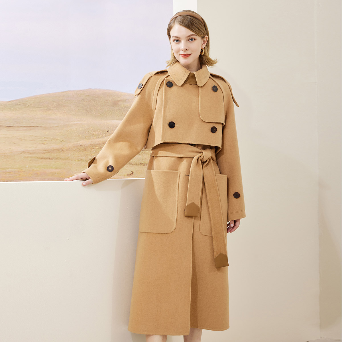 MD905斯尔丽瑟丽2022年商场同款风衣式长款大衣