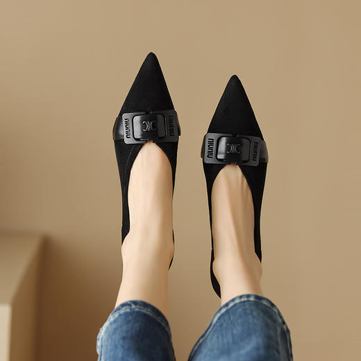 舒适百搭，尖头真皮中口高跟单鞋DB-M5565 商品图12