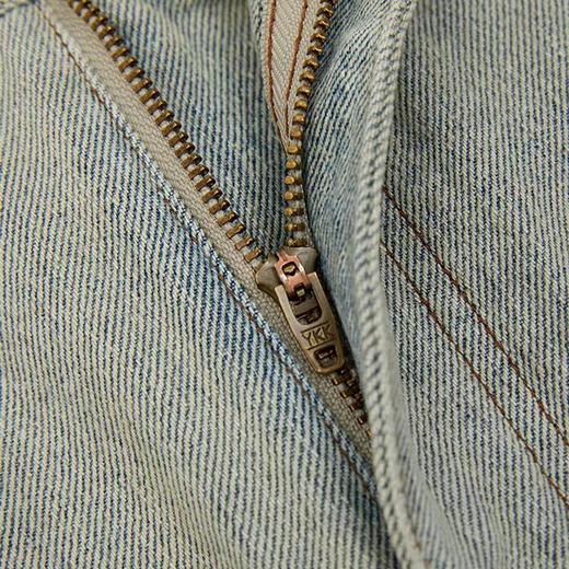 GOODBAI水洗浅灰logo刺绣毛边牛仔短裙 商品图4