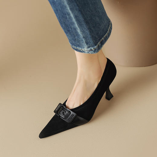 舒适百搭，尖头真皮中口高跟单鞋DB-M5565 商品图10