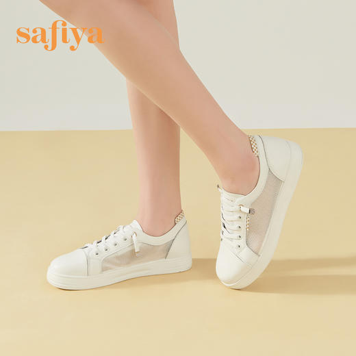 Safiya/索菲娅 春夏一脚蹬2023年春季新款网面透气平底百搭休闲鞋 SF31112059 商品图0