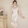 春夏季新款中国风，新式少女蕾丝旗袍鱼尾复古旗袍连衣裙BJS-5301 商品缩略图0