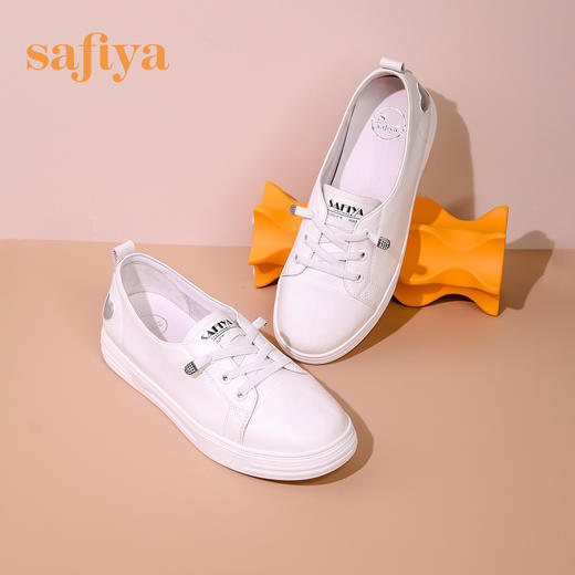 Safiya/索菲娅 春夏透气一脚蹬2023年春季新款网面休闲平底小白鞋 SF31112063 商品图6