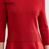 【特价不退换】阿菁娜优雅时髦修身气质通勤红色连衣裙A25C112103 商品缩略图4
