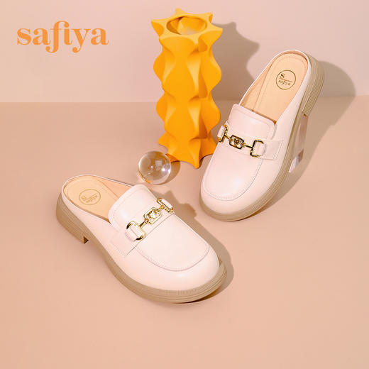 Safiya/索菲娅 新潮爱心马衔扣2023年春季新款一脚蹬包头穆勒拖鞋 SF31110029 商品图6