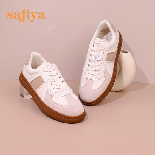 Safiya/索菲娅 新潮拼色2023年春季新款百搭休闲复古软底德训鞋 SF31112416 商品图2