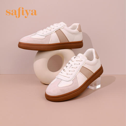 Safiya/索菲娅 新潮拼色2023年春季新款百搭休闲复古软底德训鞋 SF31112416 商品图0
