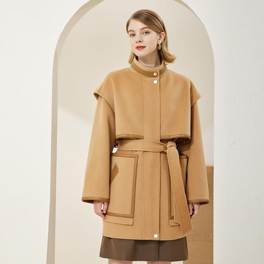 MD914斯尔丽瑟俪2022年冬季新品商场同款帅气机车风羊毛大衣 商品图0