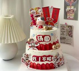 黑巢-可爱牛宝宝生日蛋糕