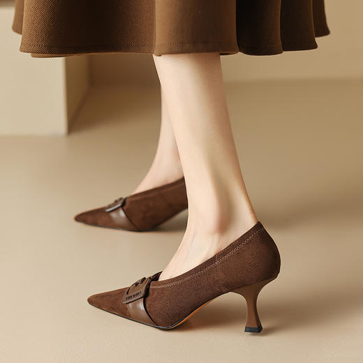舒适百搭，尖头真皮中口高跟单鞋DB-M5565 商品图1