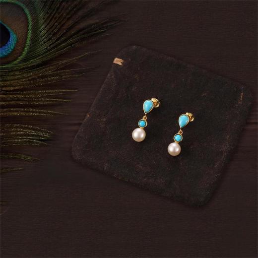 醍醐 森林系列 【然乌】松石珍珠项链 耳饰 天然淡水珍珠 原矿松石 商品图4