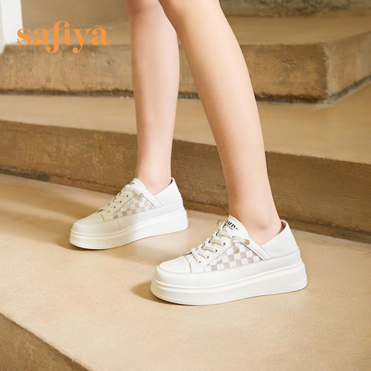 【年后发货】Safiya/索菲娅 春夏两穿2024年春季新款网面透气薄款厚底松糕板鞋 SF31112052/SF41112052 商品图3